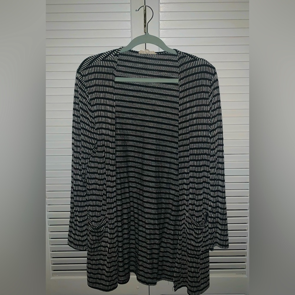 Above and Beyond Black and White Cardigan with Pockets